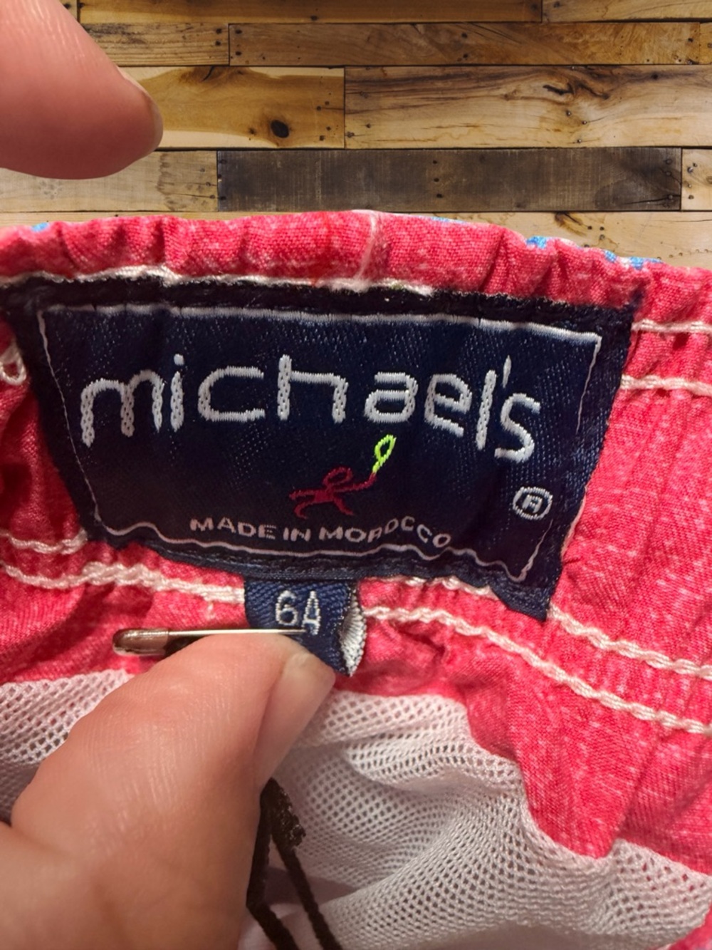 NWT Michael’s Swimwear Swim Trunks Blue Pink Diamond Print Boys Size 6 - Picture 5 of 6